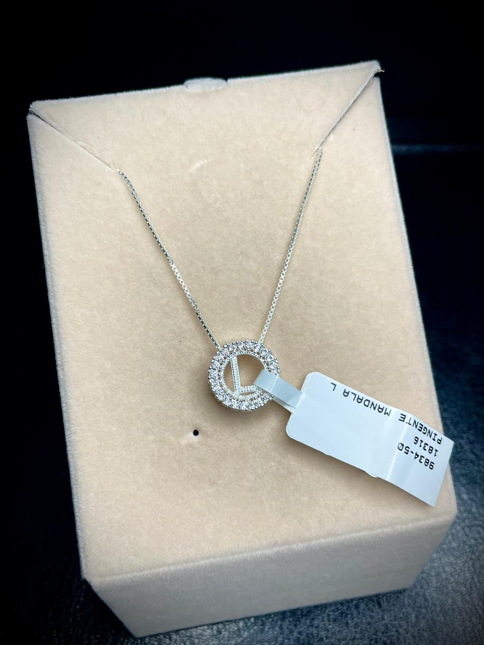 Pingente Letra L Cravejado — Prata 925